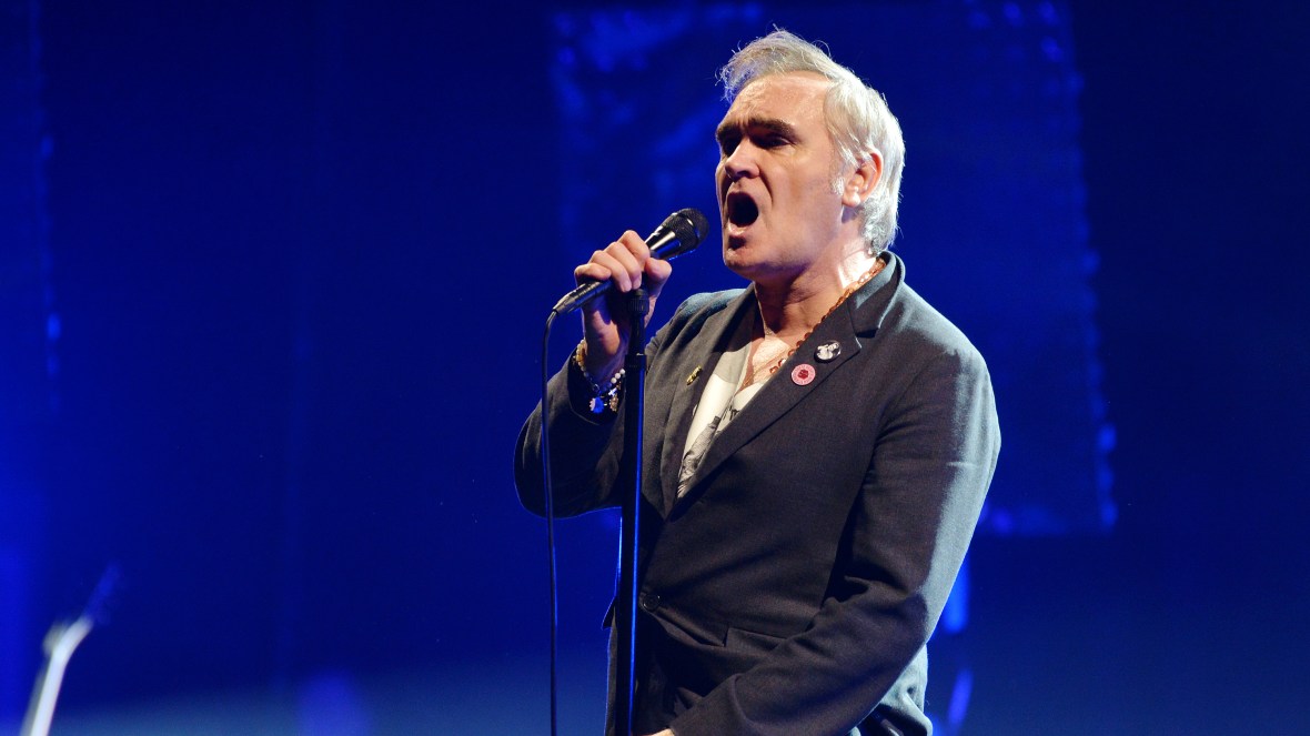 Morrissey on stage at Wembley Arena, London